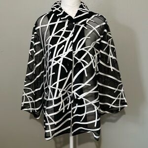 NWT Chico’s sheer jacket. Black/white. Very elegant!